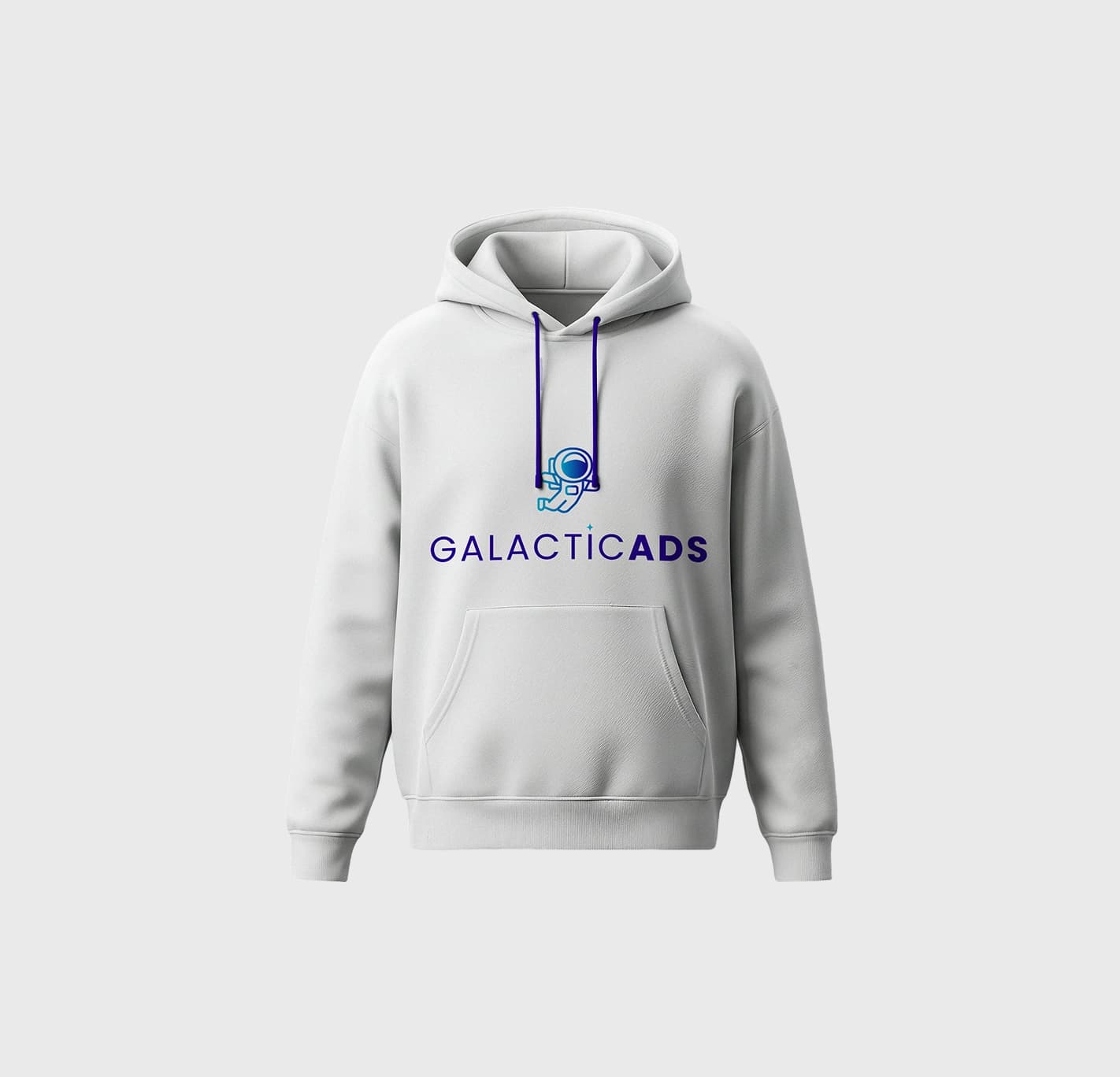סווטשירט לבן עם קפוצ׳ון ולוגו GalacticAds