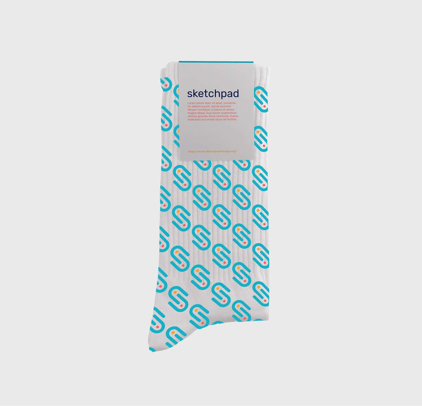 גרב עם דפוס חוזר של סמל ה-S של Sketchpad בטורקיז